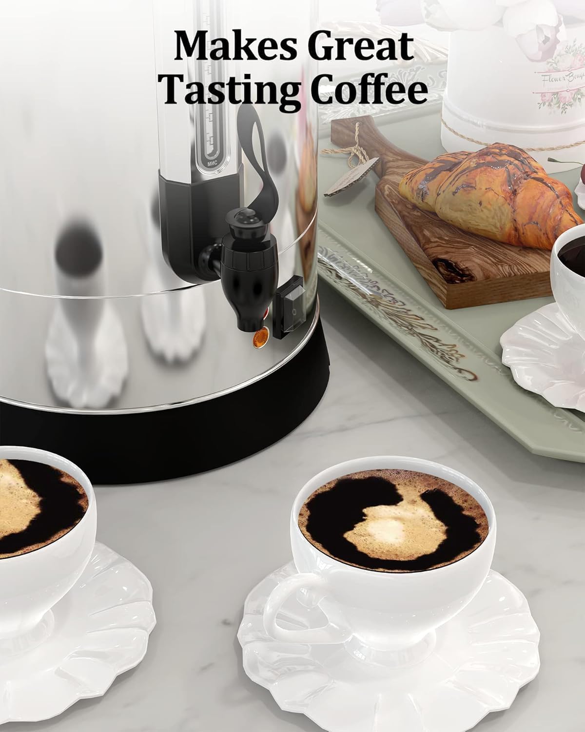 Garvee Urna de café comercial de 12 l con aislamiento de doble pared, urna de café de preparación rápida de 80 tazas y dispensador de bebidas calientes, para catering, fiestas y bufés