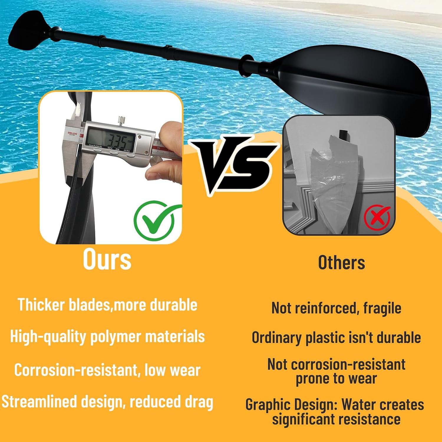 Kayak Recreational Paddle,Kayak Paddles for Adults Adjustable Length 60-90 Inch Premium ABS Blade Portable Kayak Oar for Youth Adults All Ages Water Sports Kayaking Canoeing Boating.