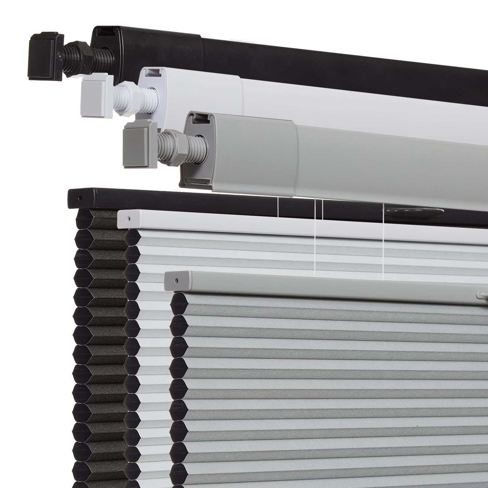 No Drill No Tools Cellular Shades for Windows, Top Down Bottom Up Honeycomb Blinds, Blackout Cordless Window Blinds for Indoor Windows, Easy to Install,Blackout-grey23.5" W X 64" H