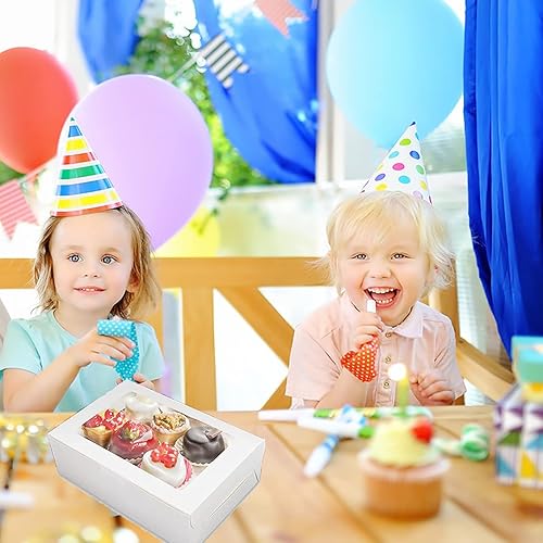 Miniatura 9 de 15 cajas para pasteles, 6.3 x 6.3 x 3 pulgadas, soporte para cupcakes negros, cajas de magdalenas con capacidad para 4 cupcakes para pasteles,