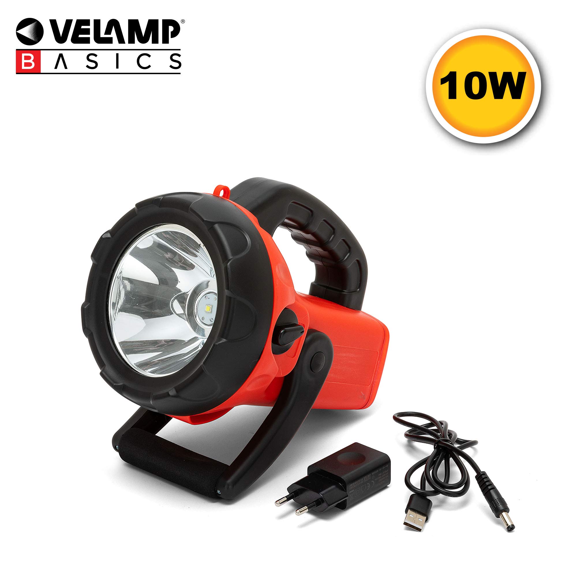 CHURCHILL: Faro LED ricaricabile 10W con lampeggiante rosso
