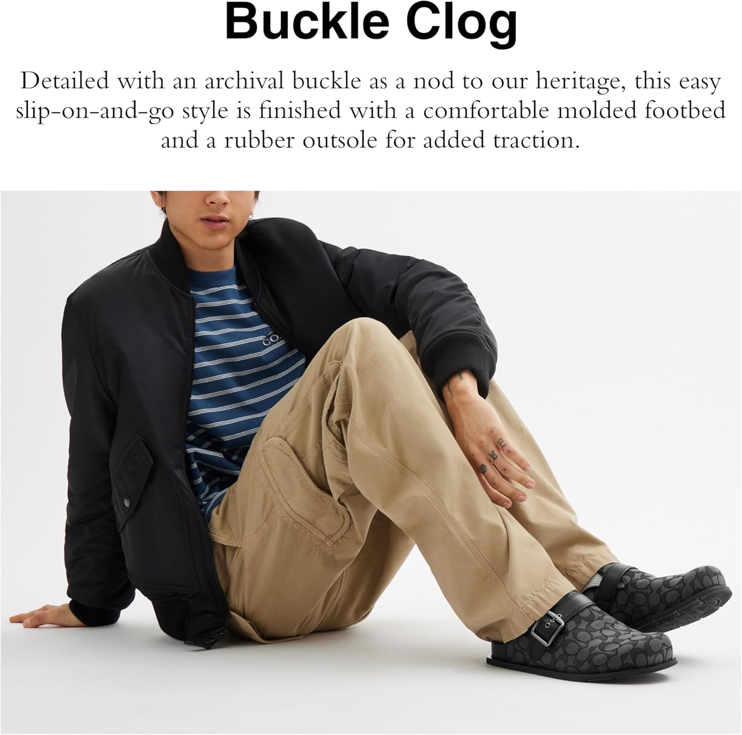 Coach Mens Buckle Clog in Signature Jacquard - Image 2