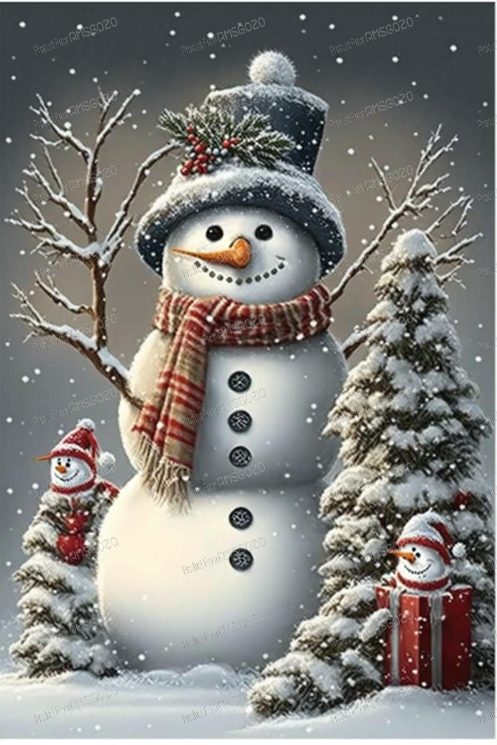 RMSGOZO DIY Winter Snowman Diamond Painting 12X16 Inch - Christmas Diamond Painting Kits for Adults & Adults, Full Circle Diamond Dots Art Kits for