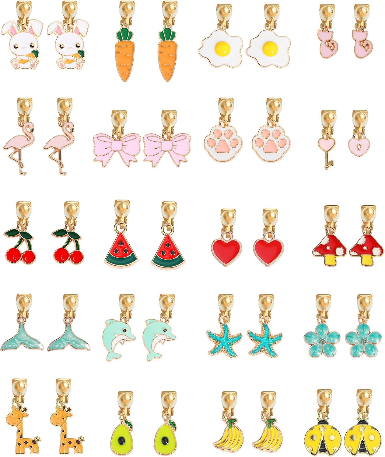 20 Pair Clip On Earrings for Girls and Kids Non Piercing Earrings for Little Girls Women