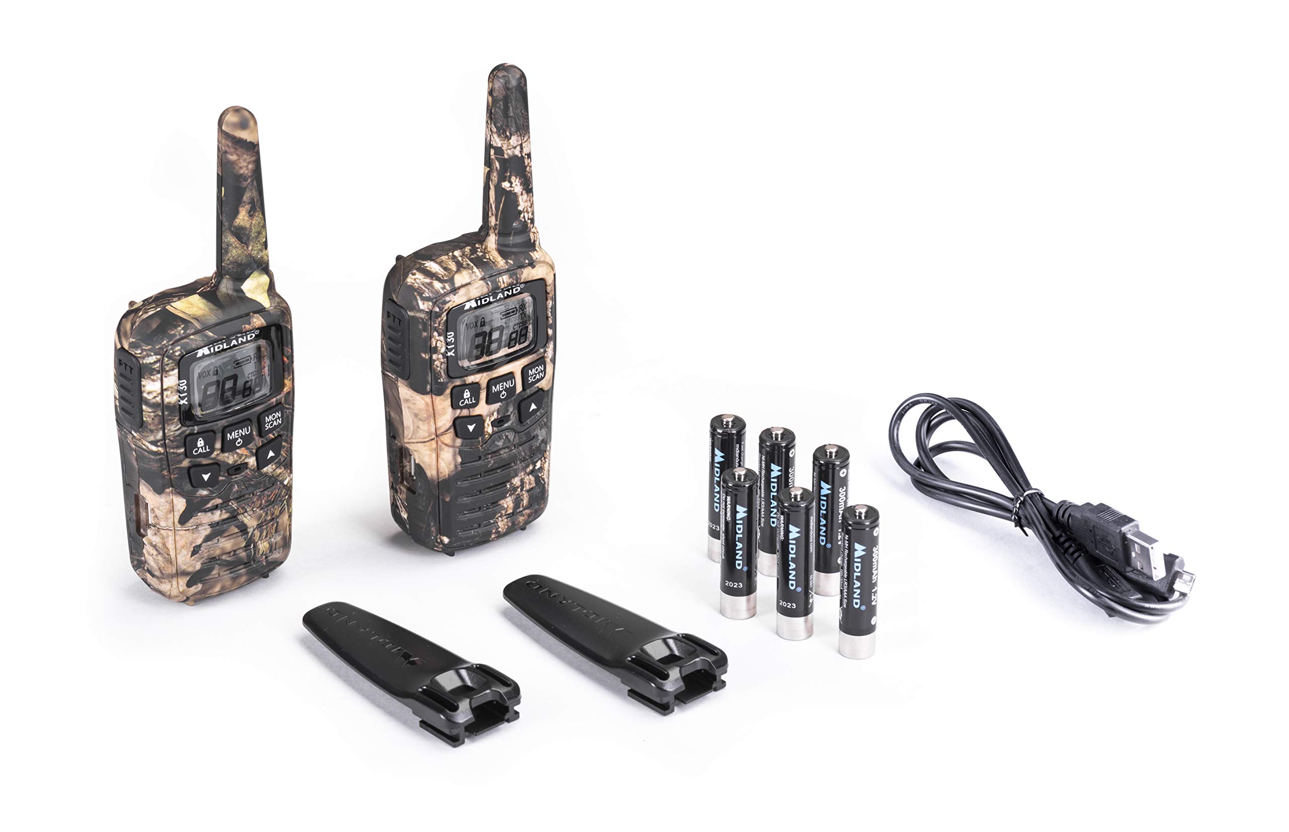 Midland - Walkie Talkie XT30 Mimetico, 2 Ricetrasmittenti per Trekking e Outdoor - 16 Canali PMR446 Senza Licenza, Autonomia 5H, 6Km,38 Toni CTCSS, VOX, SCAN, Ricarica USB, Batterie e Clip Cintura
