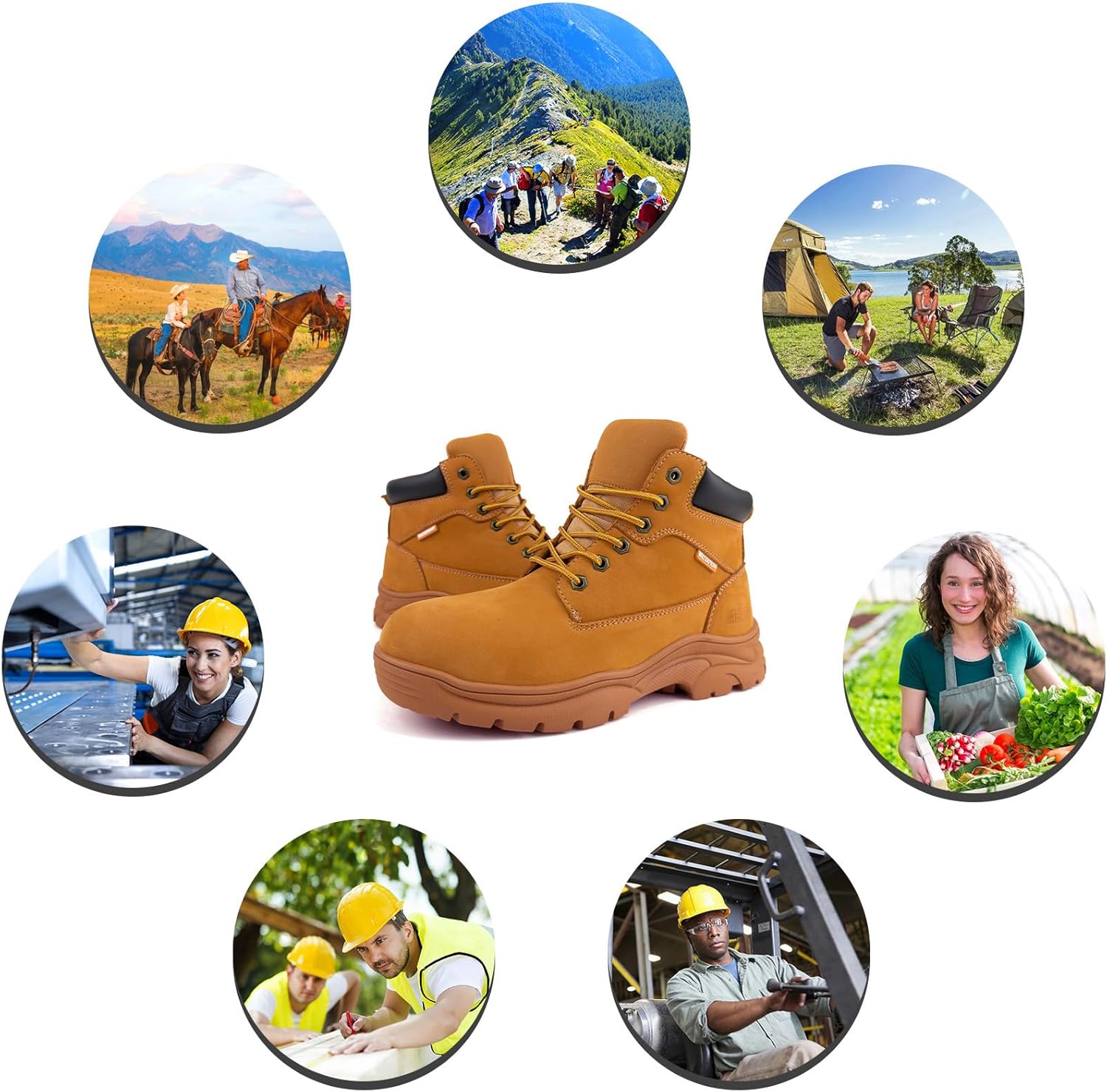 Jacata Work Boots For Men Waterproof Slip Resistant Comfortable Leather Soft Toe Safety Construction Boots for Industrial Warehouse Gardening Hiking Farming - Image 7