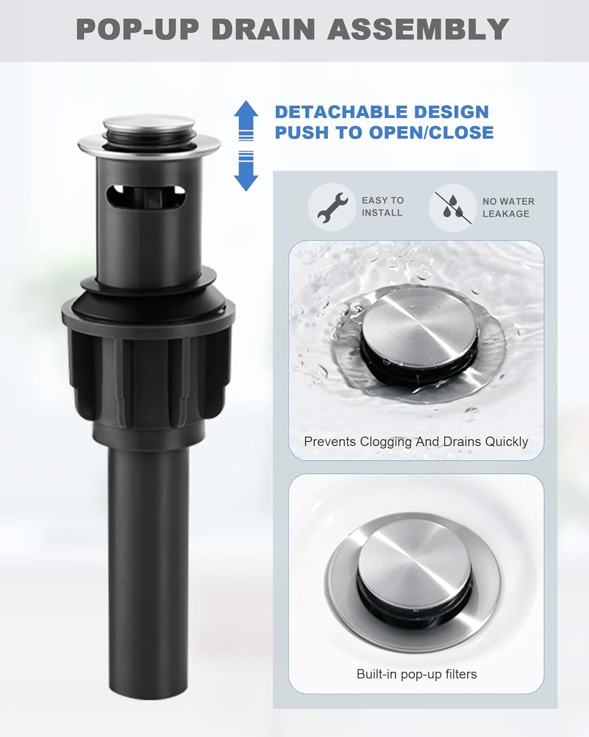 8 Inch Widespread Bathroom Faucet,Brushed Nickel Bathroom Sink Faucet 3 Hole with Pop-up Drain and 2 Supply Hoses,360 Degree Swivel Spout 2 Handle Lead-Free Bath Faucet for Restroom Vanity Camper RV