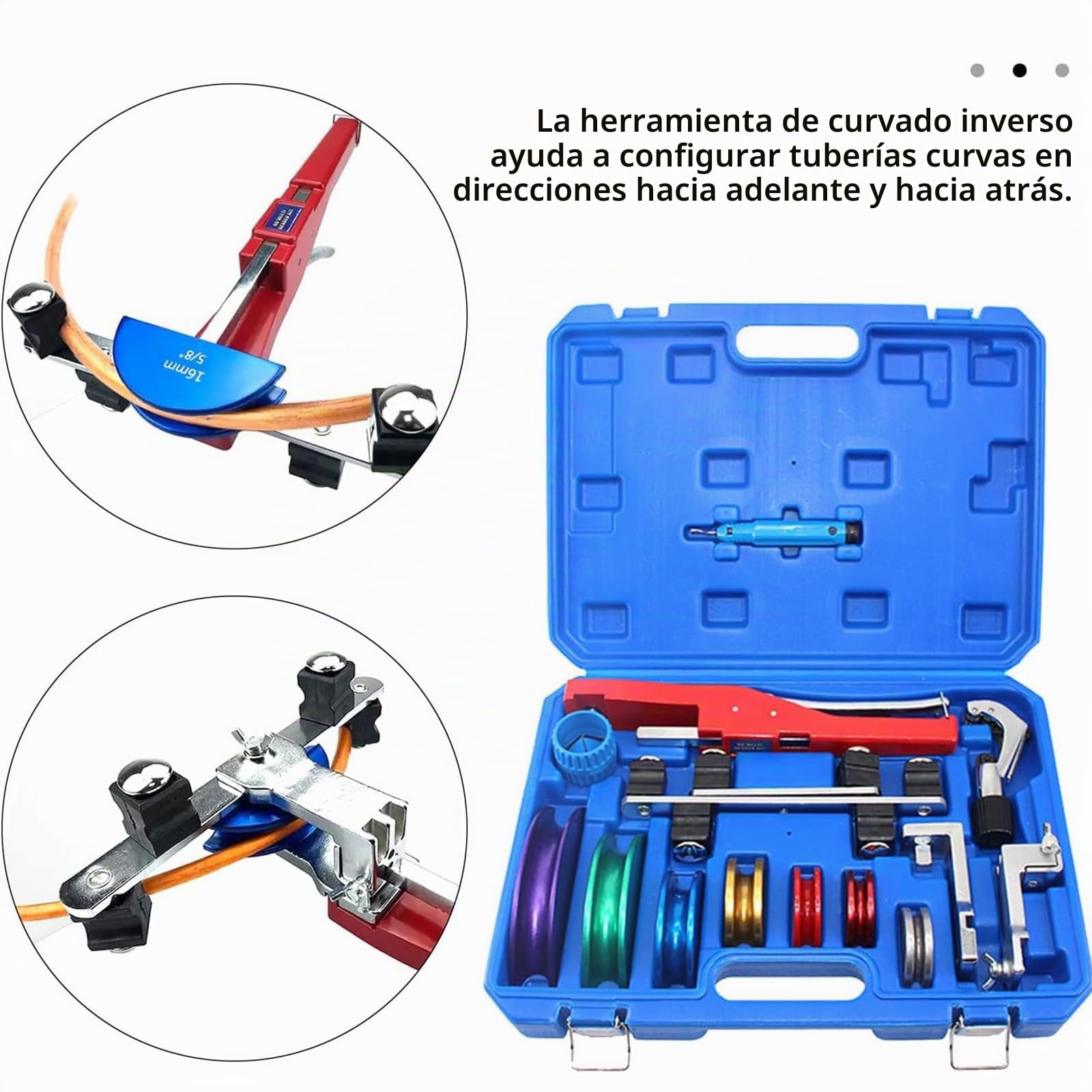 Dobladora de tubos,dobladora de tubos manual de 1/4"- 7/8",dobladora de tubos de metal con función de doblado inverso y desbarbador de cortatubos,dobladora de tubos de 90°para tubos de cobre