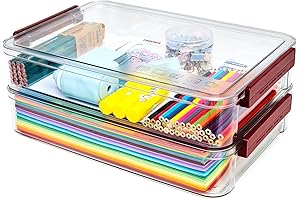 Portable 8.5" x 11" Clear Photo Storage Bins: 5.5 qt Stackable Organizers...