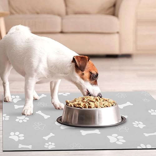 Miniatura 6 de Tapete de alimentación para mascotas, 12 x 20 pulgadas, tapete absorbente de comida para perros y cuenco de agua, almohadilla de secado rápido para