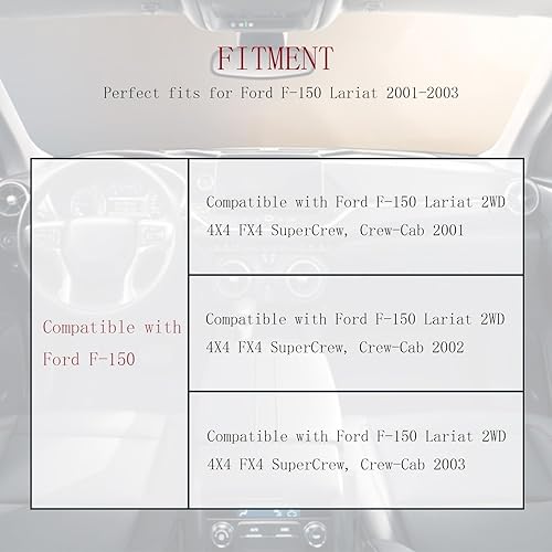 Miniatura 3 de NLQR Fundas de asiento de cuero de microfibra de repuesto para el lado del conductor y del pasajero, compatibles con Ford F150 Lariat 2001 2002 2003