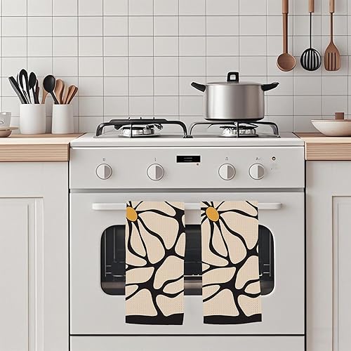 Miniatura 4 de Juego de 2 toallas de cocina abstractas bohemias florales de los años 70, toallas de mano de secado rápido para cocina, regalos para mujeres y