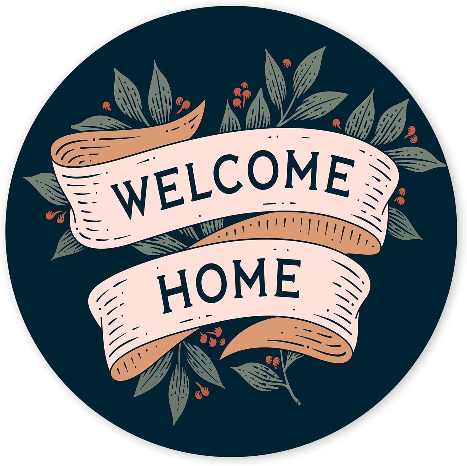 Artvibes Welcome Home Round Wall Hanger (WH_4005N, Multicolour)