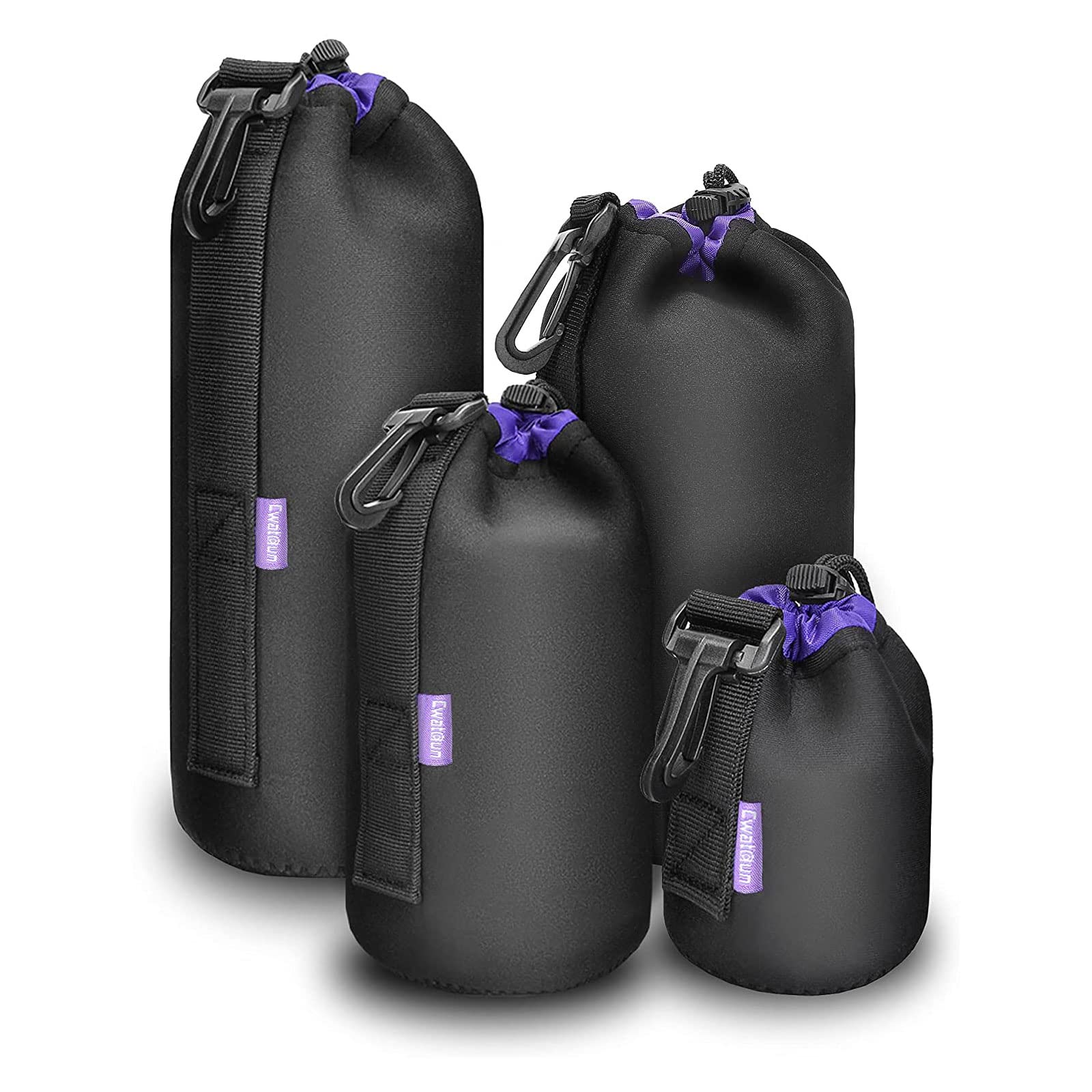 Cwatcun Funda de Neopreno para Objetivo de cámara réflex Digital Canon, Nikon, Sony, Sony, S, M, L, XL, Suave Funda de felpa para Pentax, Panasonic, Fuji, Tamron, Sigma, 4 tamaños