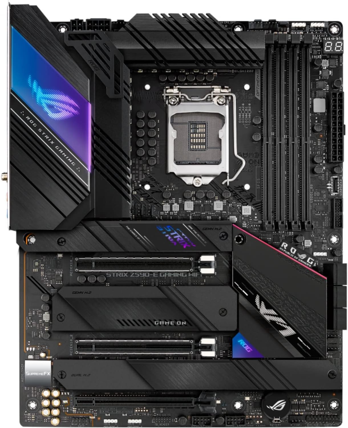 ROG Strix Z590-E Gaming WiFi 6E LGA 1200(Intel 11th/10th Gen) ATX Gaming Motherboard (PCIe 4.0, 14+2 Power Stages, DDR4 5333+, Dual Intel 2.5 Gb LAN,Thunderbolt 4, 4xM.2/NVMe SSD and Aura RGB)