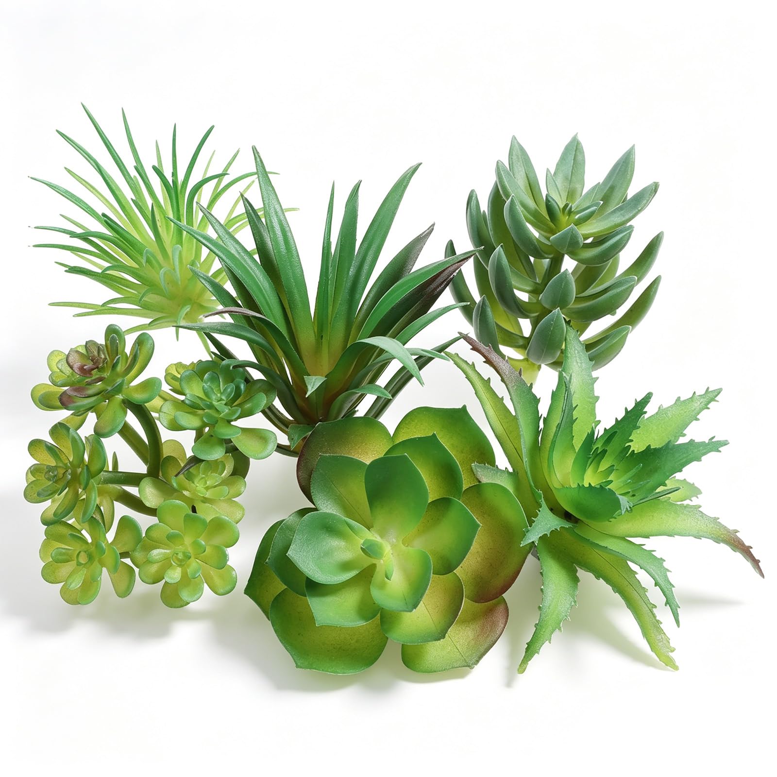 HJZHII 6Pcs Mini Fake Succulents Plants, Green Succulent Plants
