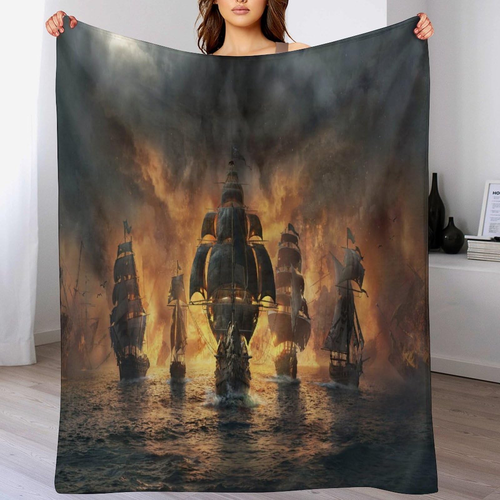 Couverture polaire douce pour des nuits calmes pleines d'aventures de bateau pirate