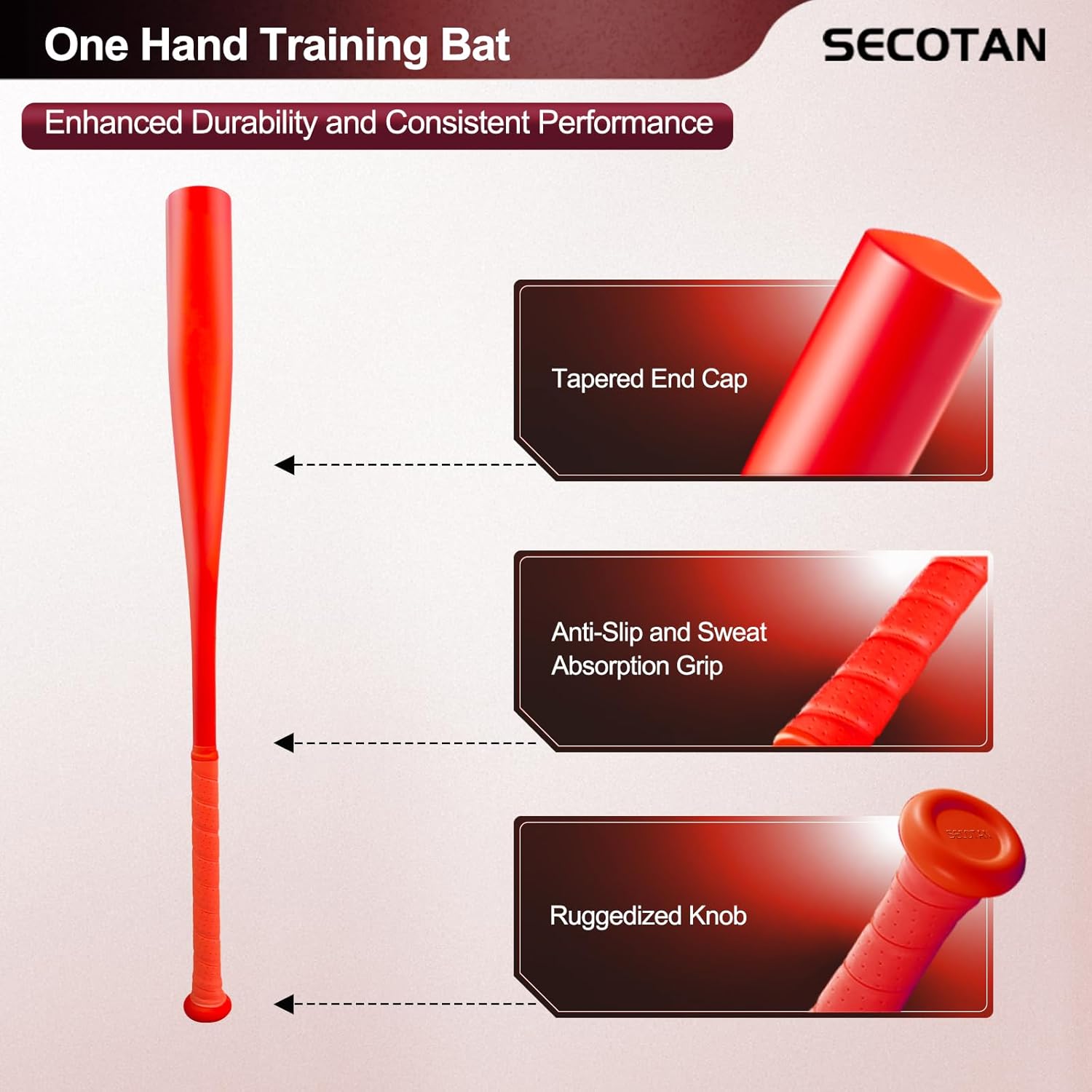 Baseball Training Bat - Ultra Lightweight Bat - Durable and Sturdy Aluminum Bat - Ideal for Softball Hitting Practise - Versatile Design Bats (28inch, Black)