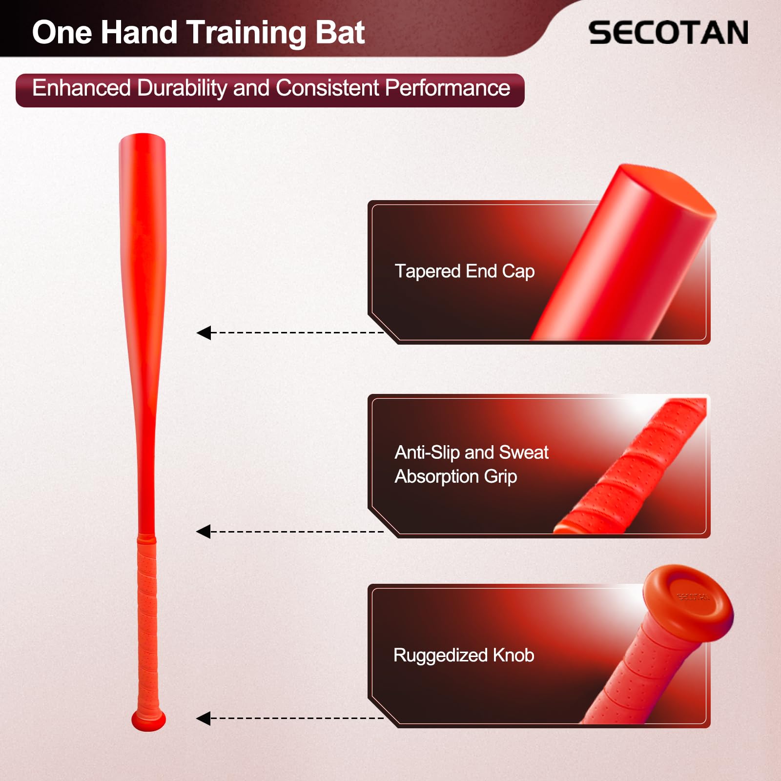 Bate de Entrenamiento de béisbol, Bate Ultraligero, Bate de Aluminio Duradero y Resistente, Ideal para práctica de bateo de sóftbol, Bates de diseño versátil (28 Pulgadas, Negro)