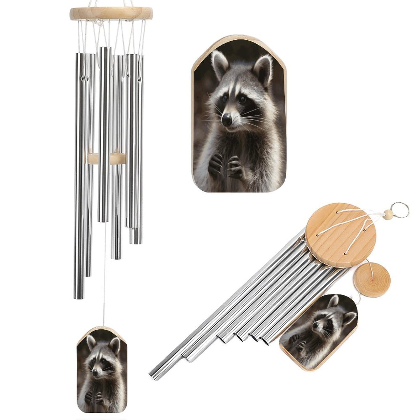 Raccoon Wind Chime-Outdoor-Garden Decors. Aluminium Wind Chimes to Melodic Tones .Memorial Wind Chime for Garden Yard Porch, Good Gifts for Women Mom Grandma Wife.