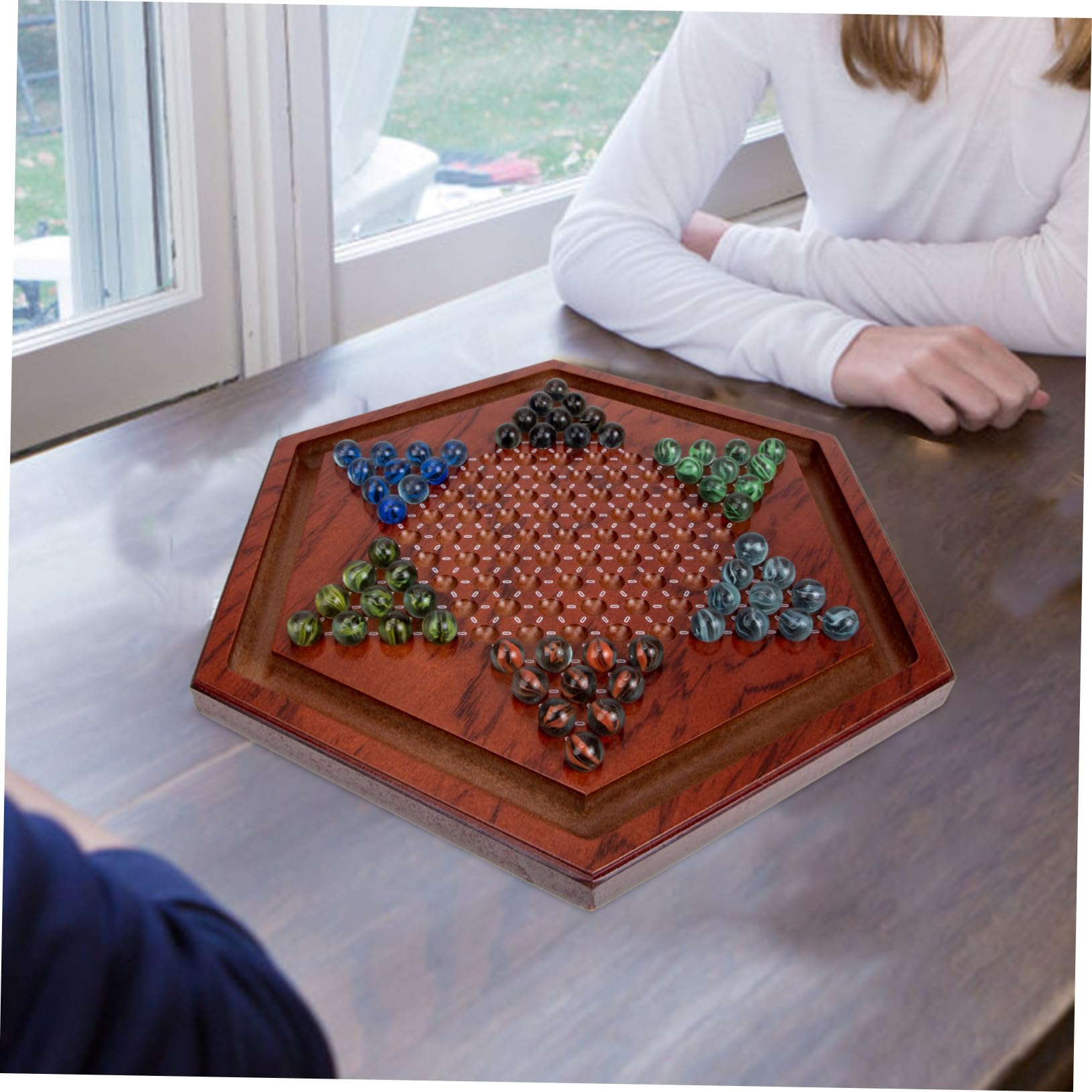 Dama Cinese in Legno per Bambini, Gioco da Tavolo Educativo per Sviluppare Intelligenza e Capacità di Problem Solving, Elegante Materiale Sintetico, per Casa e Scuola