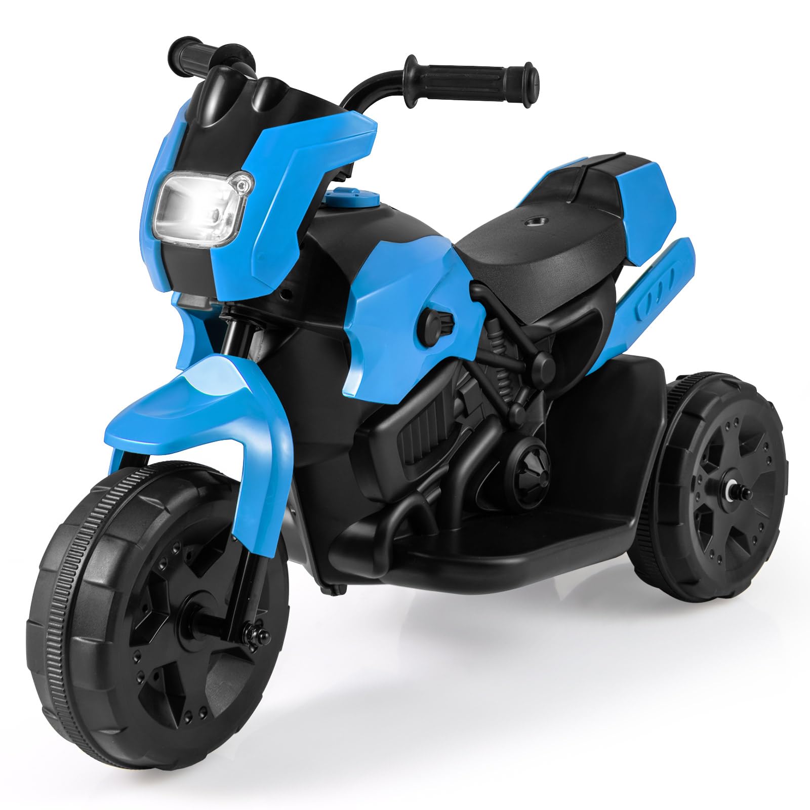 GOPLUS Elektryczny motocykl dziecięcy, 6 V, elektryczny motocykl dla dzieci z 3 kółkami, reflektor LED, , prędkość 2-3 km/h, motocykl elektryczny z ograniczonym sterowaniem, dla dzieci od 3 lat