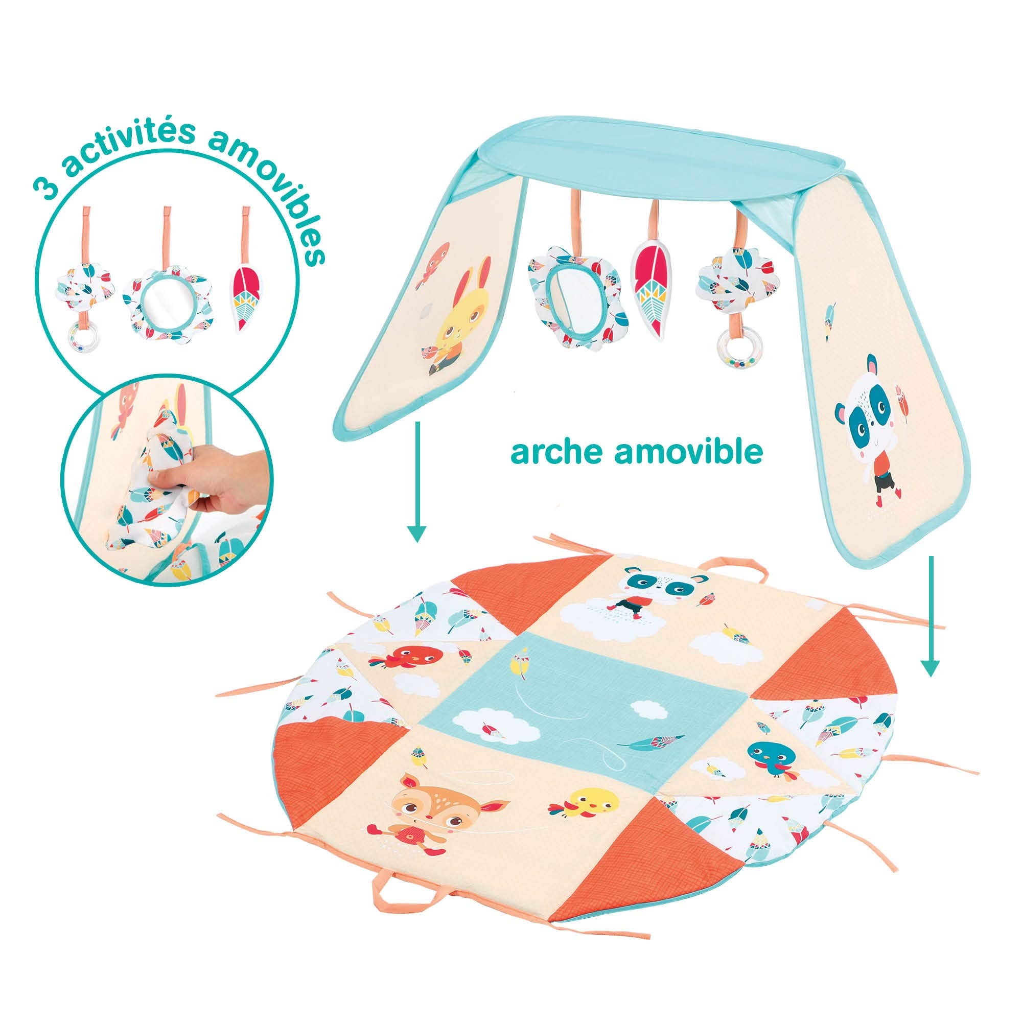 Ludi Dès la Naissance Modulable-3 Positions d’Activités, Tapis d'Éveil et Aire de Jeu-Développement de la Motricité-À partir de 0 Mois, 20011, 1 Unité (Lot de 1)