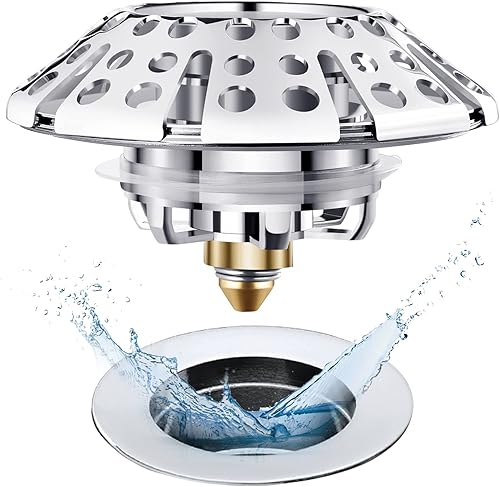 Tapón universal de drenaje para bañera, atrapa pelos de drenaje de tina, cubierta de drenaje con colador, para orificio de drenaje de baño de 1-3/8