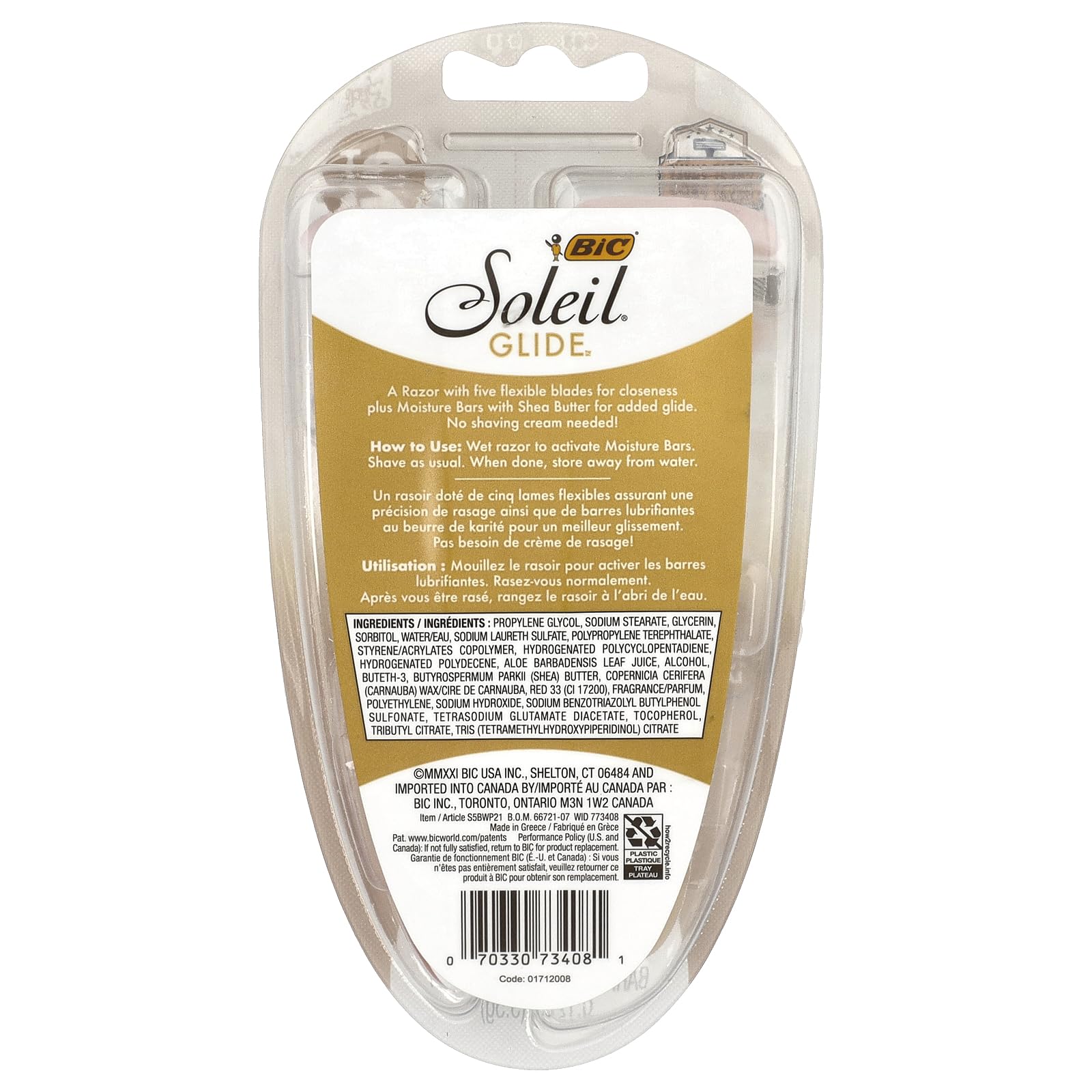 Bic Soleil Glide Lot de 3 rasoirs avec barres anti-humidité