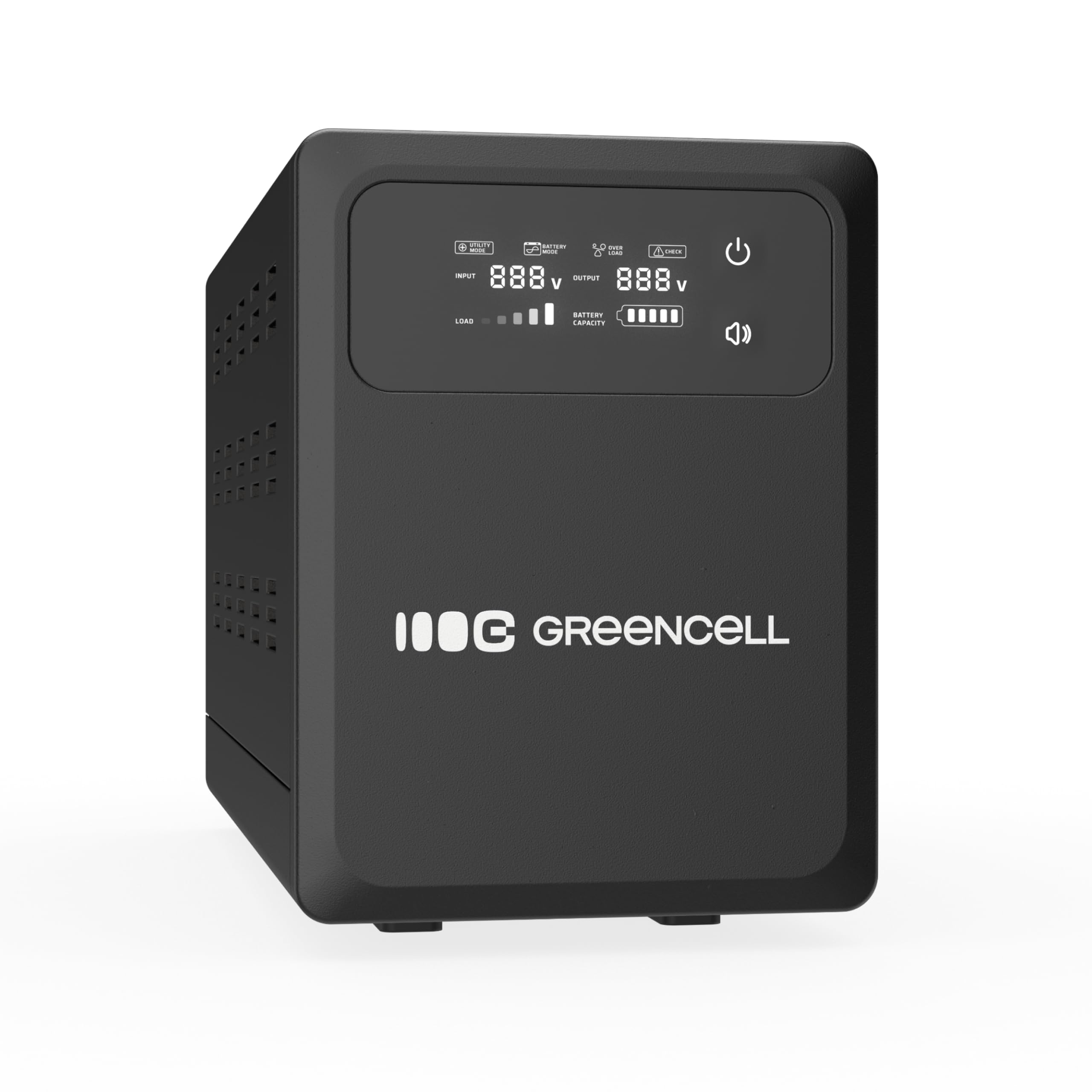 Green Cell SAI 1500 VA 1000 W PowerCore, Fuente de alimentación de Emergencia con Pantalla LCD, AVR UPS con Onda sinusoidal Pura, conexión de batería Externa, protección contra sobretensión
