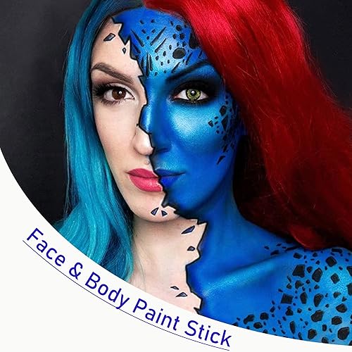 Vista 24 de CCbeauty Barra de pintura facial amarilla, kit de pintura facial, base de maquillaje SFX de cobertura completa, pintura corporal profesional