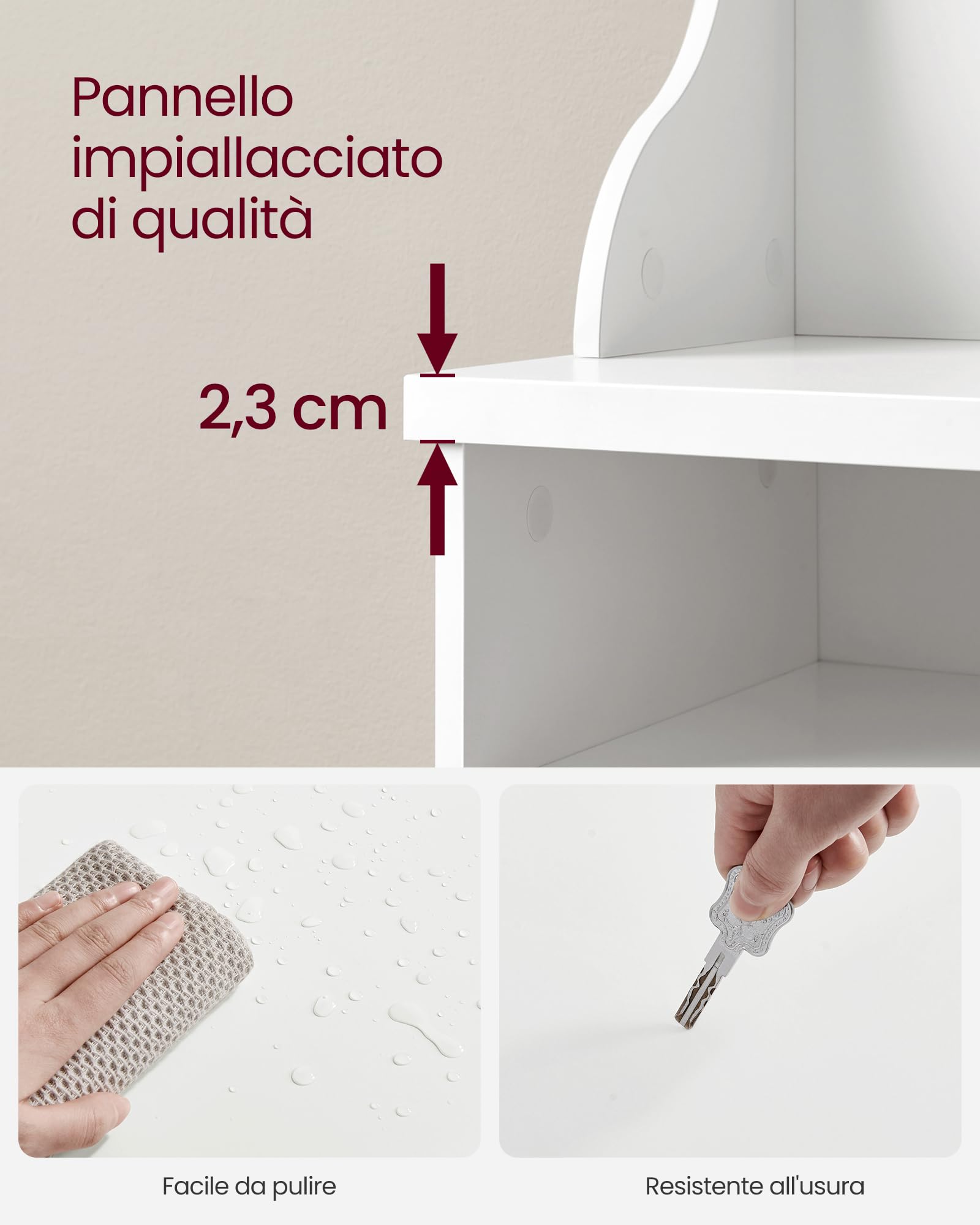 VASAGLE Appendiabiti Ingresso con Panca Scarpiera, Mobile Ingresso con Porta Scarpe, 5 Ganci Tripli, Appendiabiti da Terra, Salvaspazio, per Entrata, Ripiani Regolabili, Bianco Nuvola HSR404T10