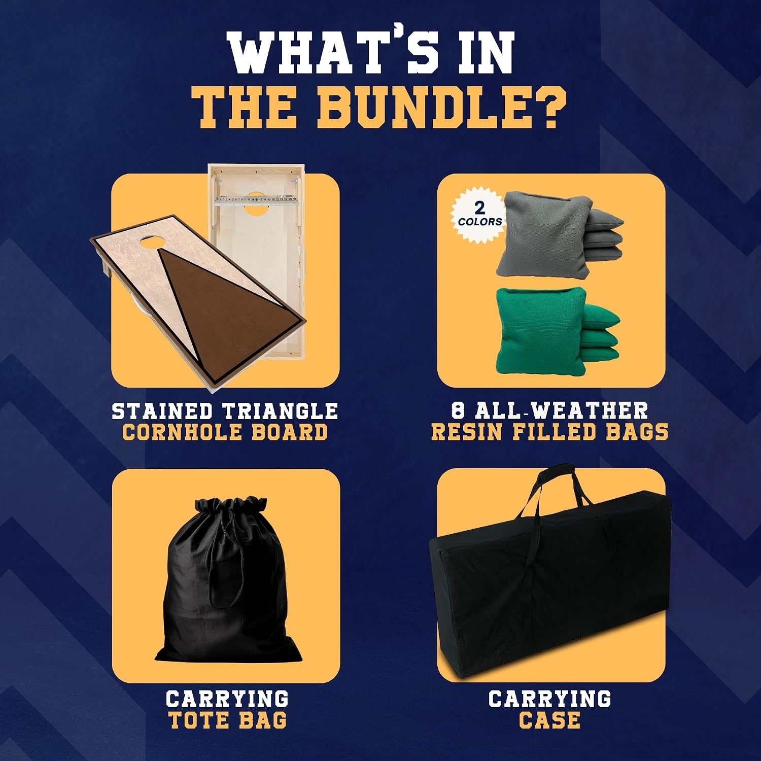 Cornhole365 Complete Cornhole Board Set - Includes Solid Wood Cornhole Board, 8 All-Weather Cornhole Bags, Portable Carrying Case & String Tote Bag Outdoor Game Bundle