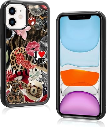 Aesthetic Summer Cheetah Print Collage Phone Case Compatible with iPhone 11 Case 6.1 Inch, TPU Shockproof Protection Coquette Y2K Leopard Preppy Phone Case for Girls Women Cover