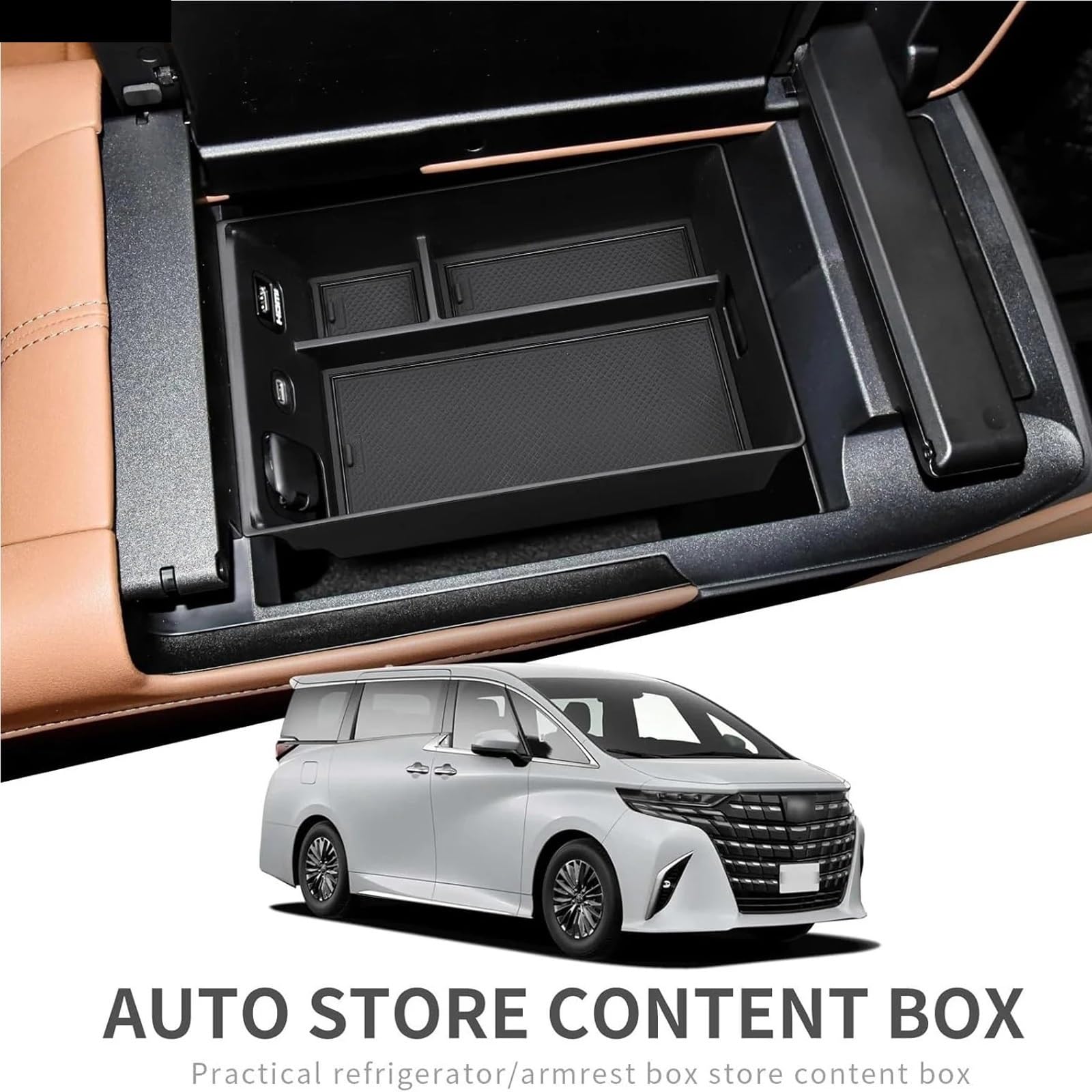 Pasuje do Toyoty, pasuje do Alphard AH40 2023, 2024, 2025, schowek w podłokietniku, schowek za ekranem Konsola Środkowa(All 3 pcs)