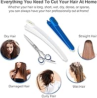 Vista 8 de Tijeras de corte de cabello, kit de corte de cabello para mujeres, herramientas de corte de cabello para el hogar, cortador de flequillo, capas