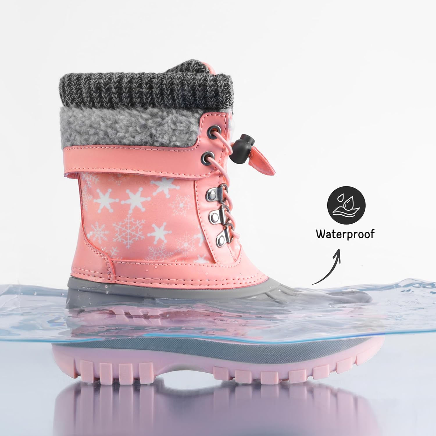DREAM PAIRS Boys Girls Snow Boots Water-Resistant Outdoor Warm Cozy Anti-Slip Mid Calf Faux Fur Lining Insulated Winter Shoes for Little/Big Kids