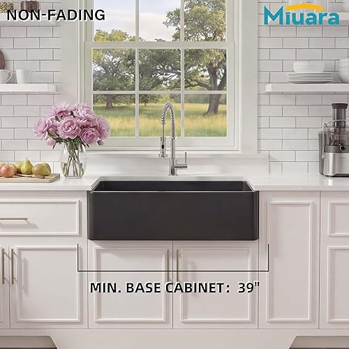 Miniatura 9 de Fregadero de Granja Negro de 36 Pulgadas - Fregadero de Cocina Extra Grande con Delantal Frontal de Montaje Inferior Reversible 36"x20"x10