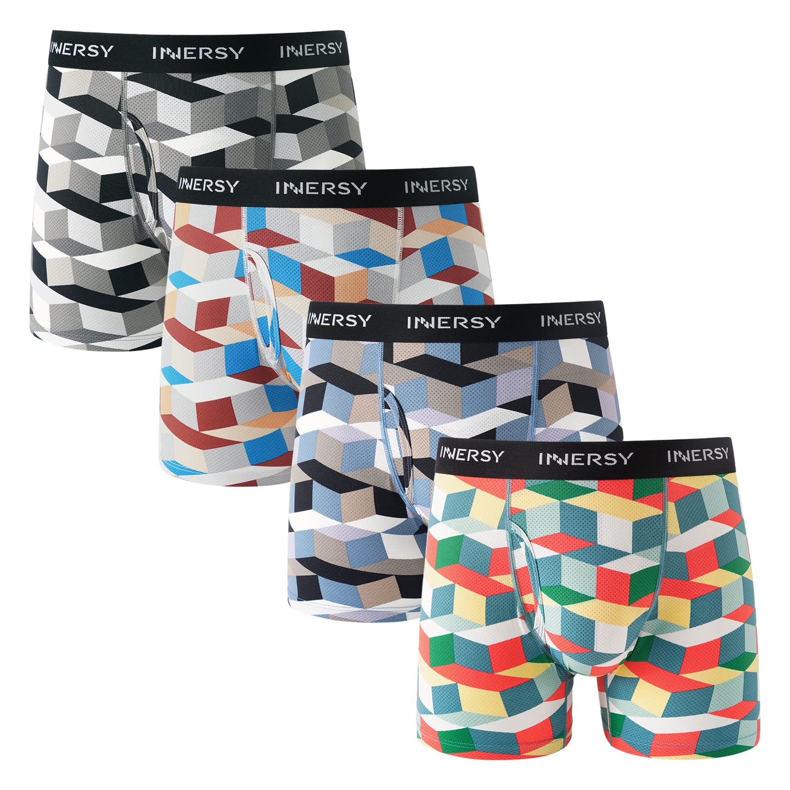 Men's Breathable Mesh Boxer Briefs Cooling Moisture Wicking Underwear 4-Pack