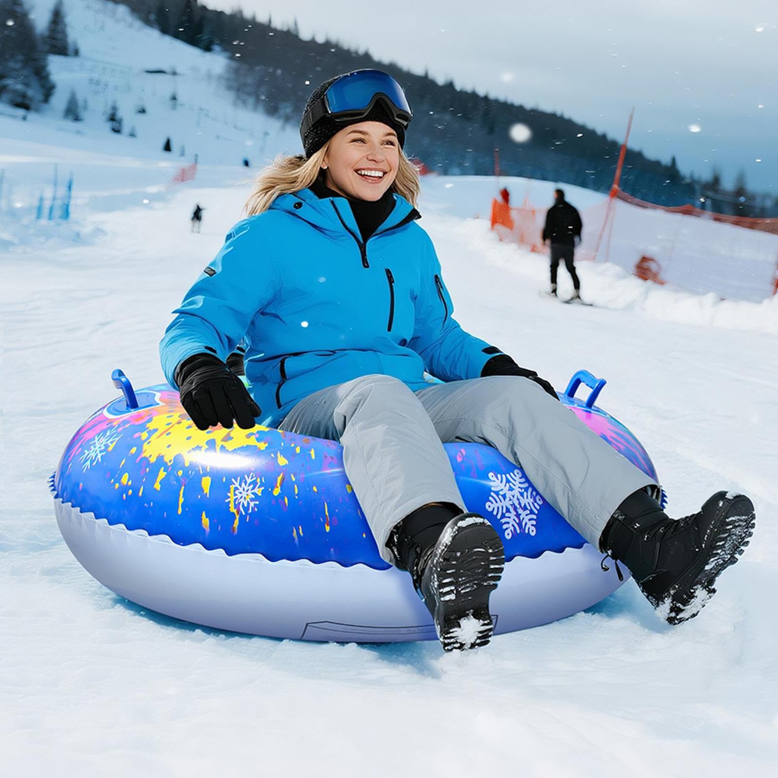 Tube Neige Gonflable | Luge neiges Gonflable Robuste | Luge neiges gonflables Portable avec poignées | Neige Cercle Ski d'hiver Plein air résistants l'usure pour Enfant et Adultes