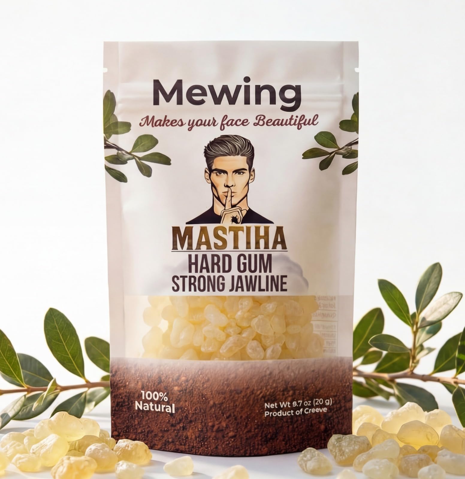 Mewing Mastic Gum – Natural Jawline Exerciser & Jawline Shaper for Men | Looksmaxing Products – Hard Mewing Gum for Facial Muscle Training & Jawline Workout | Organic Greek Mastic, Jaw Definition