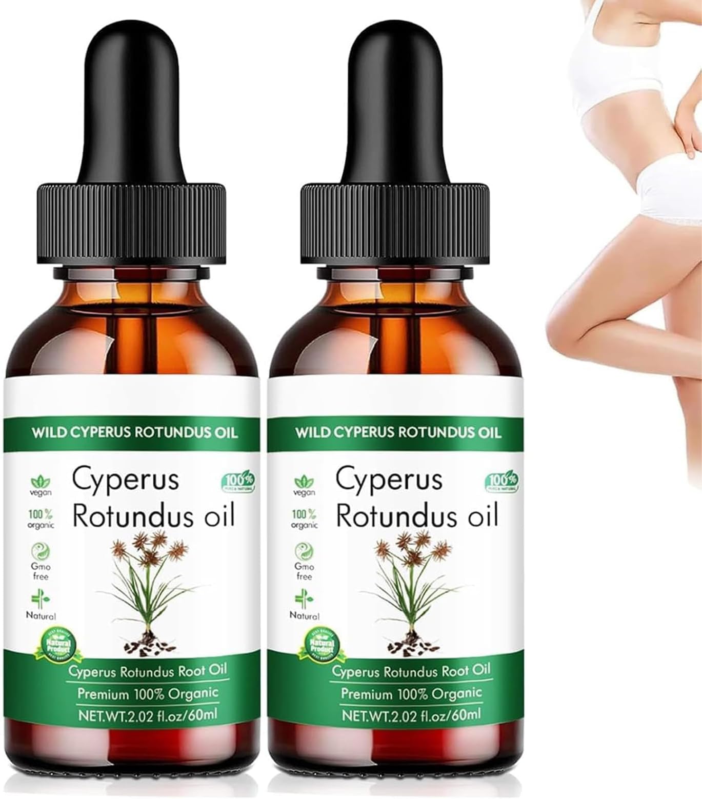 2Pcs Cyperus Rotundus Oil - Cyprus Oil Natural Nut Grass Oil,Cyprus Rotundus Oil,Pure Cyperus Oil For Hair Removal,Organic Cyperus Rotundus Oil Skin Care For Hair Growth Inhibitor(60ml x 2)