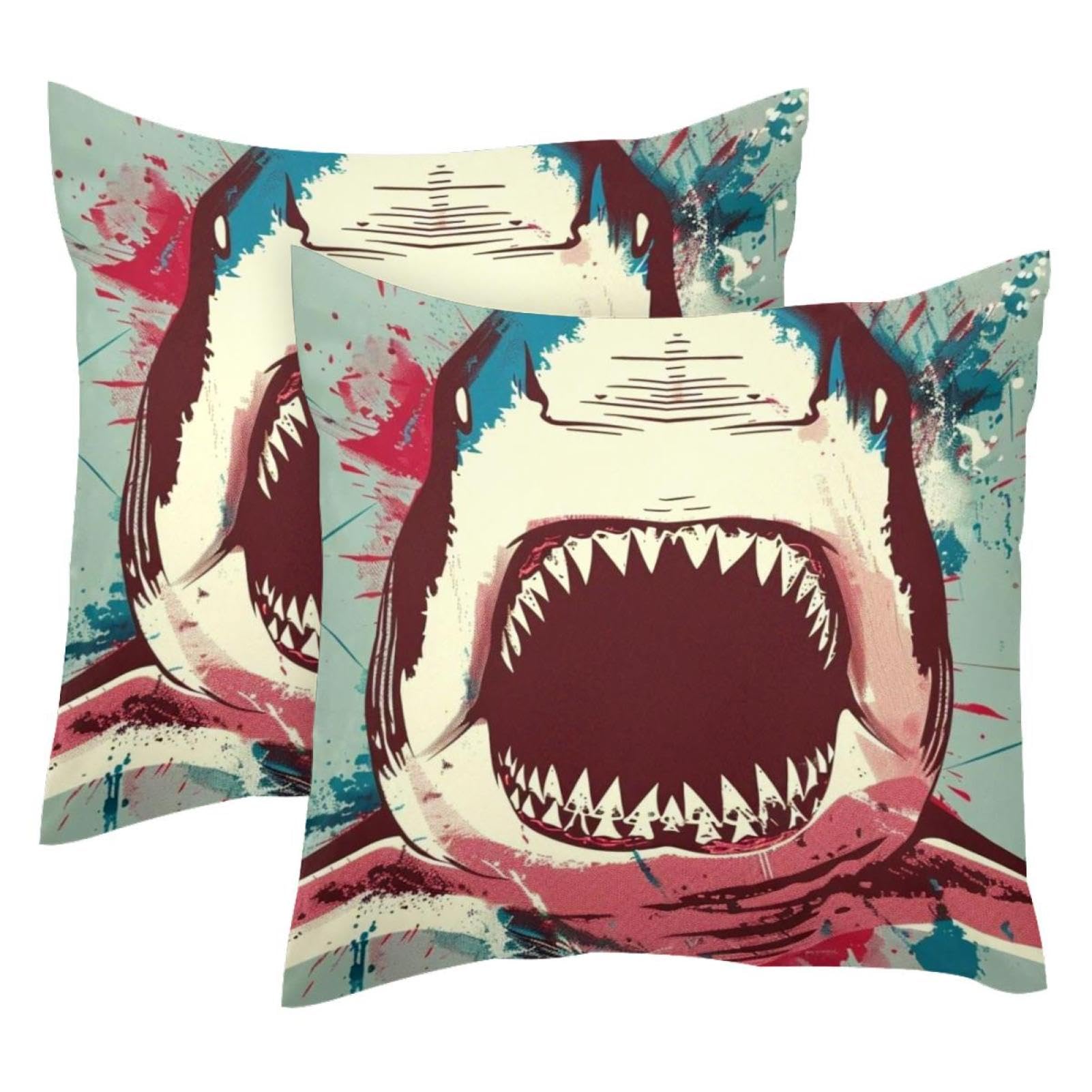 Housses de coussin requin en velours 50x50 cm pour un salon moderne et audacieux