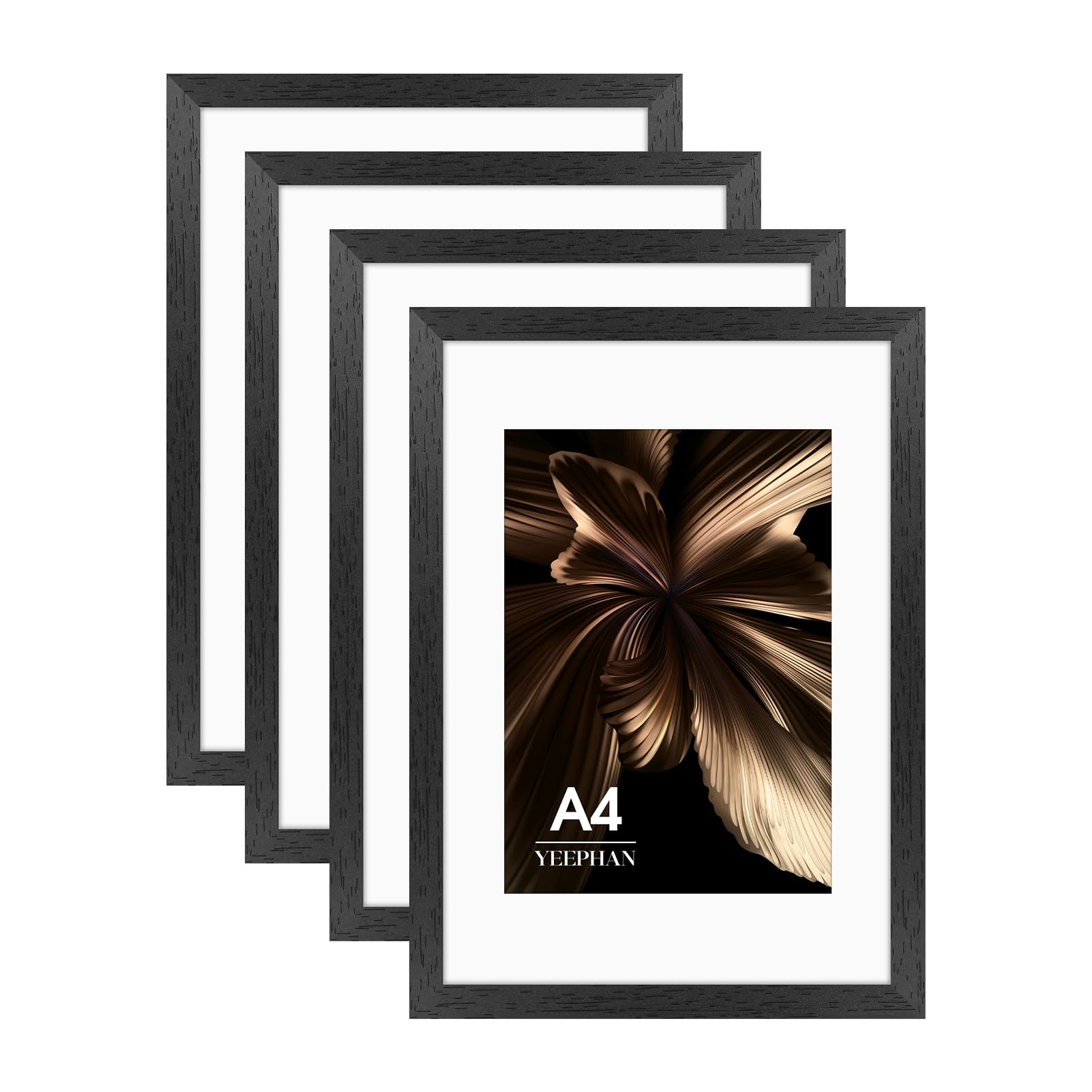 A4 Picture Frame - A4 Frames with Mount for A5 Prints, Black