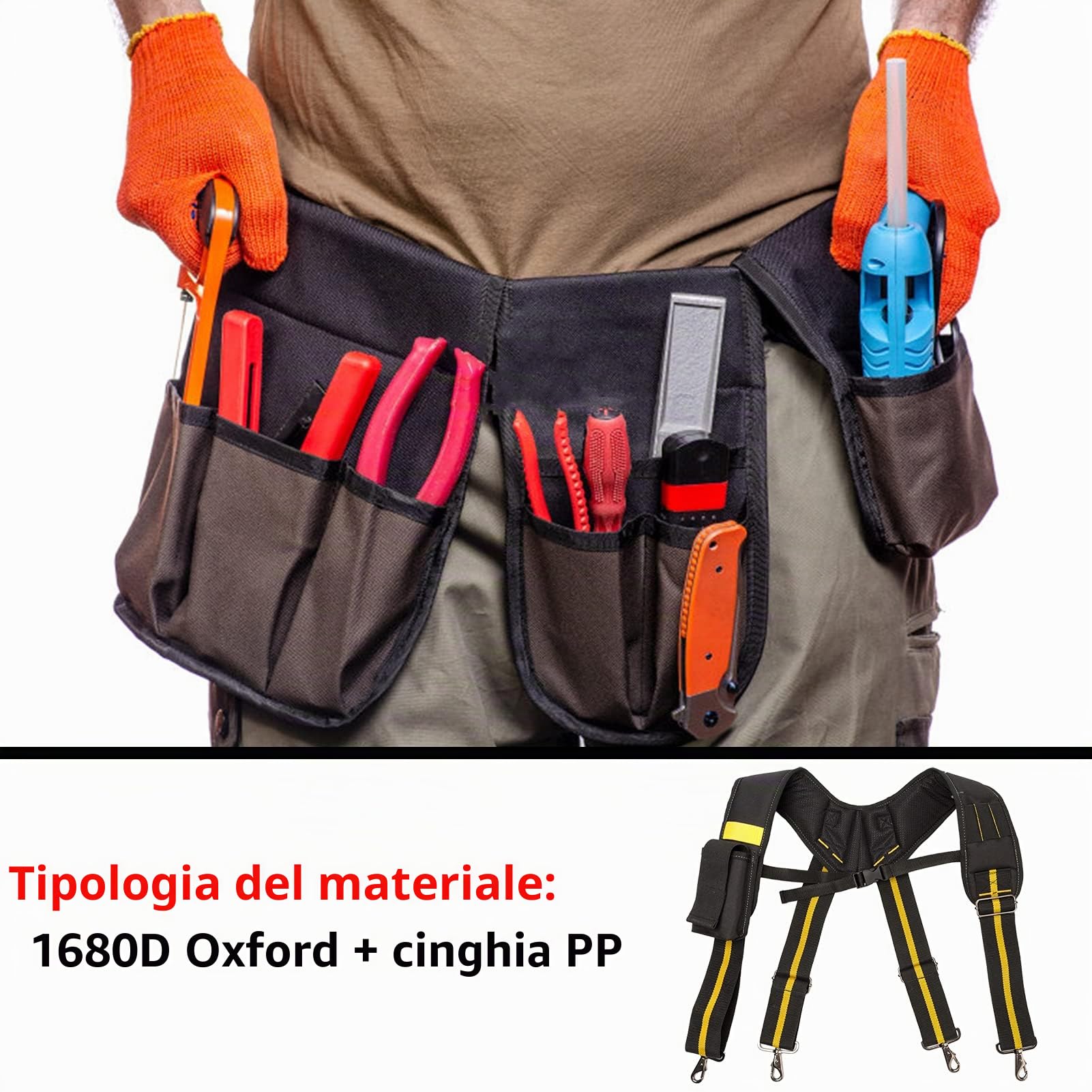 Bretelle per Cintura Degli Attrezzi, Bretelle Da Uomo Da Lavoro Bretelle per Cintura Utensili, Regolabili Bretelle Da Lavoro Cinghie Di X Cintura Porta Utensili Bretelle per Elettricisti Carpentieri