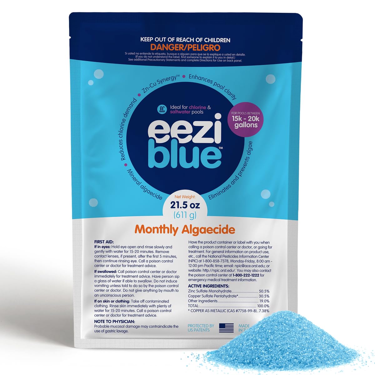 Pool Algaecide for Above Ground &amp; Inground Pool, Monthly Algae Treatment