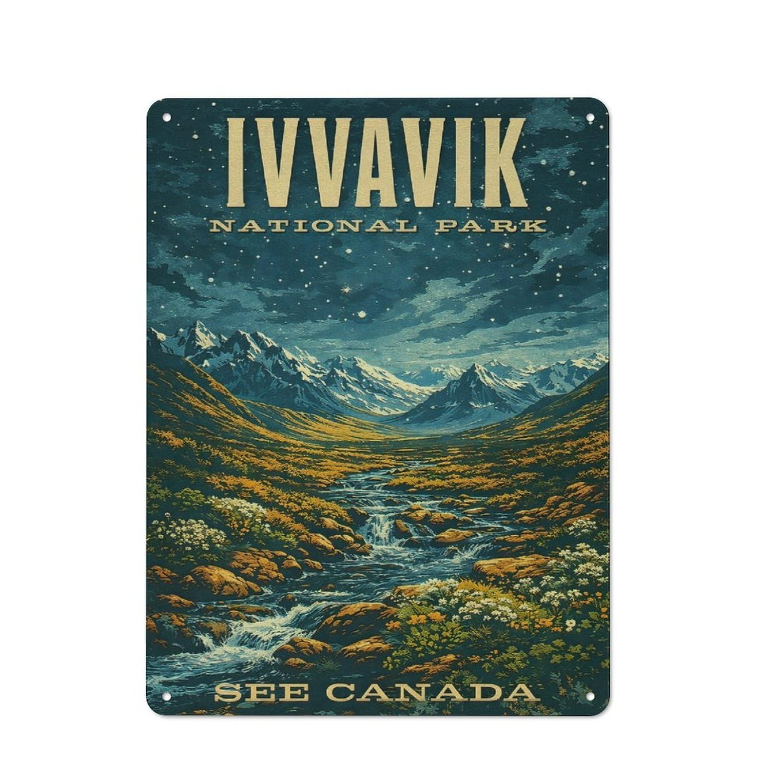 Junmoney Style-24 Decorative Tin Plaque With Ivavvik National Park Vintage Design 40X30cm, Nostalgic Home Bar Decor For Bar, Kitchen, Garage Or Games Room