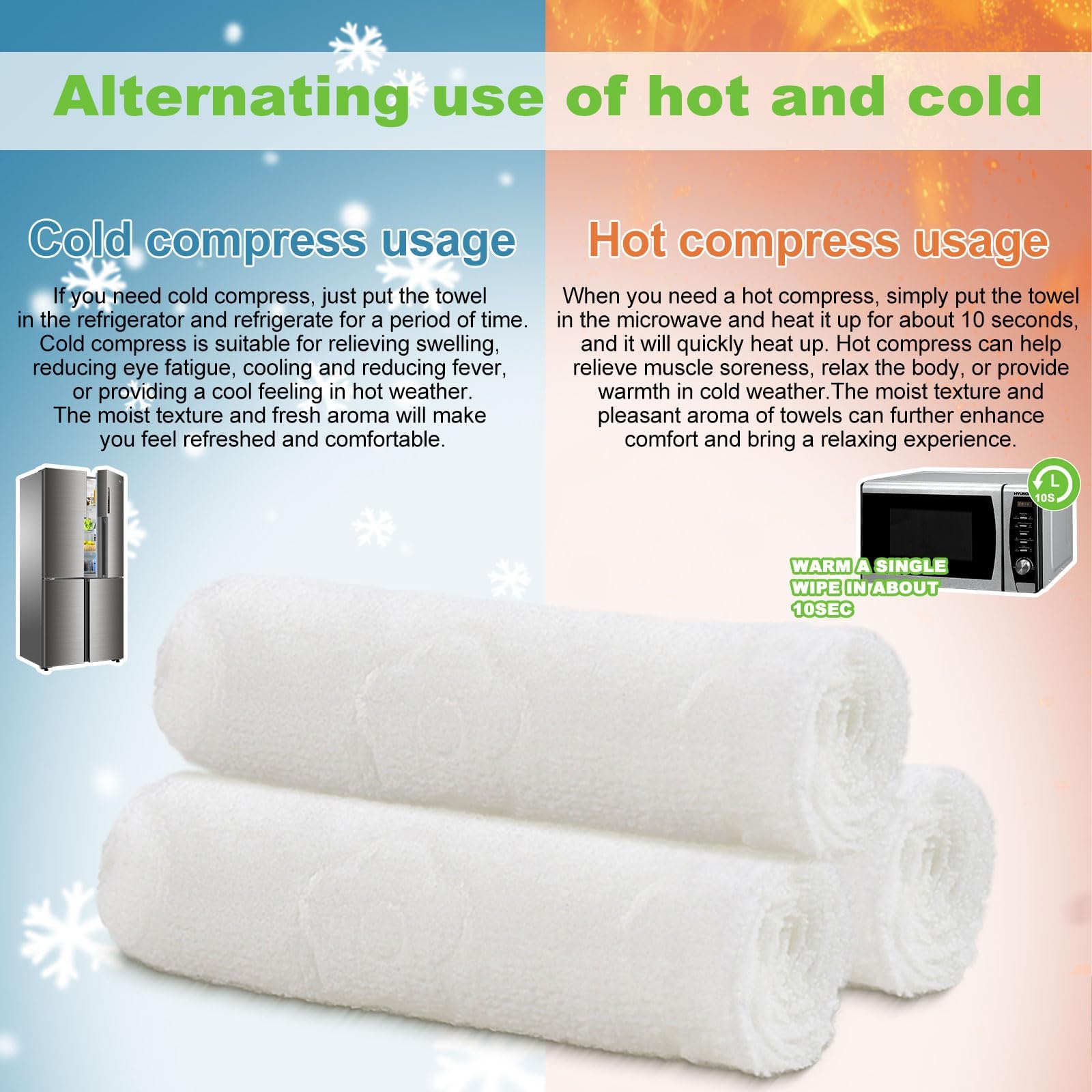 Moist Cotton Towel Bulk Moist Towelettes Individually Wrapped 8.7" x 8.7",White Towel Services,Refreshment Pre Moistened Towels for Travel Sport Party Spa Dentist (1 Count (Pack of 50), Mint)