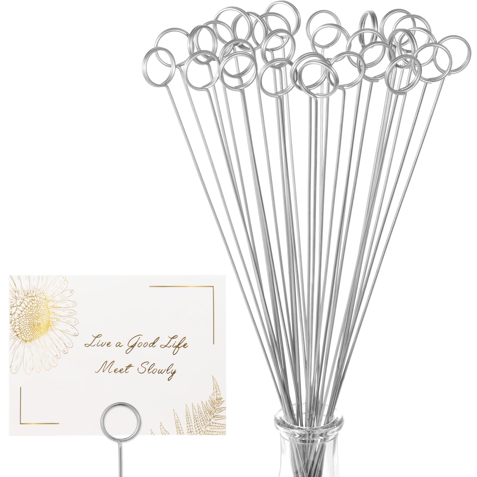 Avsty 30Pcs Floral Card Holder Picks-Wire Place Card Holder for Wedding