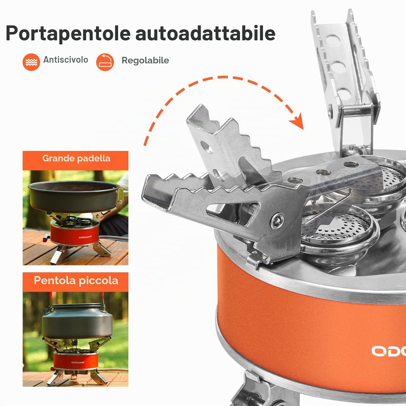Odoland Fornello da campeggio, 4000 W, resistente al vento, regolabile, leggero fornello a gas per zaino in spalla, bruciatore portatile a gas propano per campeggio e escursioni con scatola in EVA